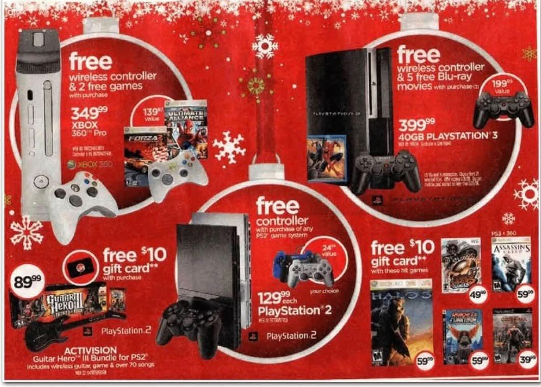 Classic holiday gaming console advertisement
